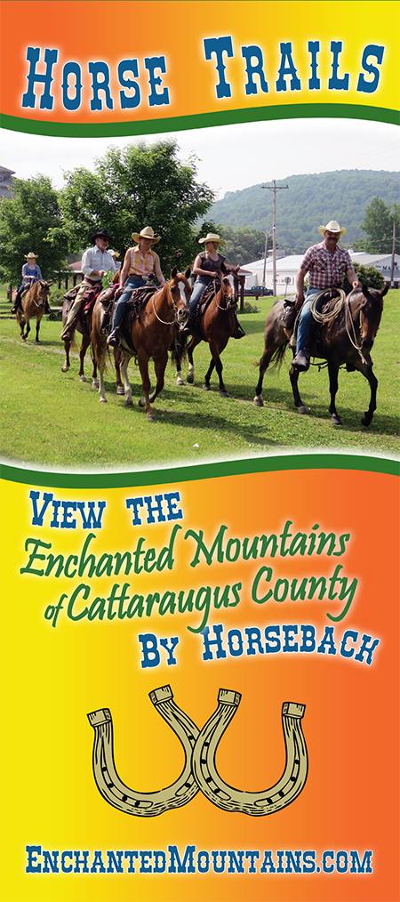 Cover of the 2016 Equestrian (Horse Trails) Brochure for Cattaraugus County, the Enchanted Mountains of Western New York ... Naturally Yours to Enjoy!!! Cover of the 2016 Equestrian (Horse Trails) Brochure