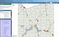 Map displayed after doing a search for properties of 5 Acres or more