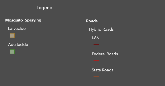 Legend for Mosquito Spraying Map